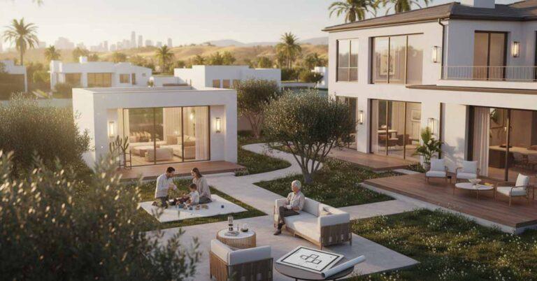 Modern California home with backyard ADU and multigenerational family enjoying outdoor space, illustrating ADU financing and housing trends in 2026